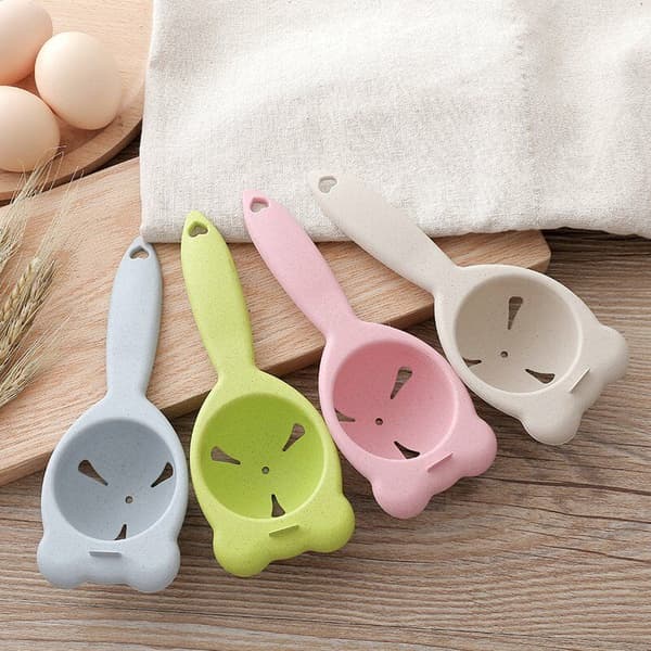 Egg Separator Yolk White Separator Sieve Separating Tool with Long Handle (Beige 5pcs)