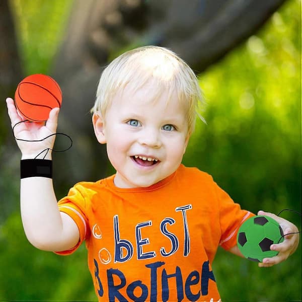 Gummiballer med bånd, 2 styk elastisk reb returbold gummibånd med håndledsrem til sport