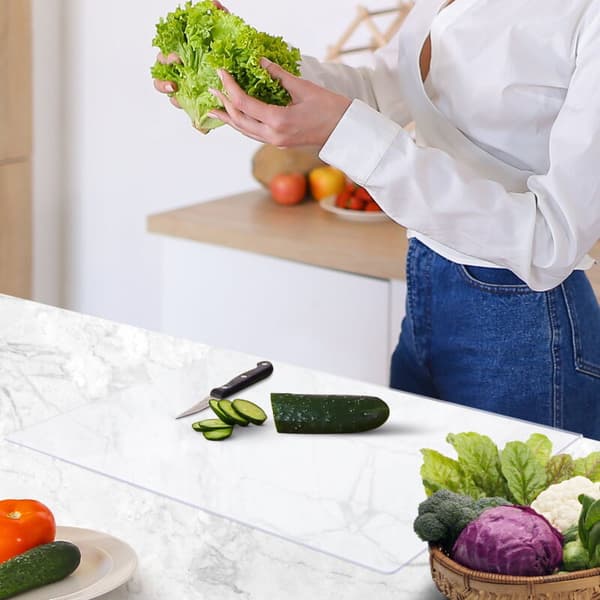 Transparent Acrylic Cutting Board with Lip for Countertop for Fruit, Compatible for Kitchen Use