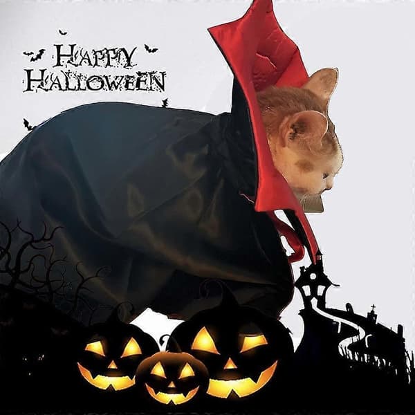 Halloween-kostumer til katte og hunde Kattekappe Vampyrkappe til kæledyrskostume Halloween Kattekostume