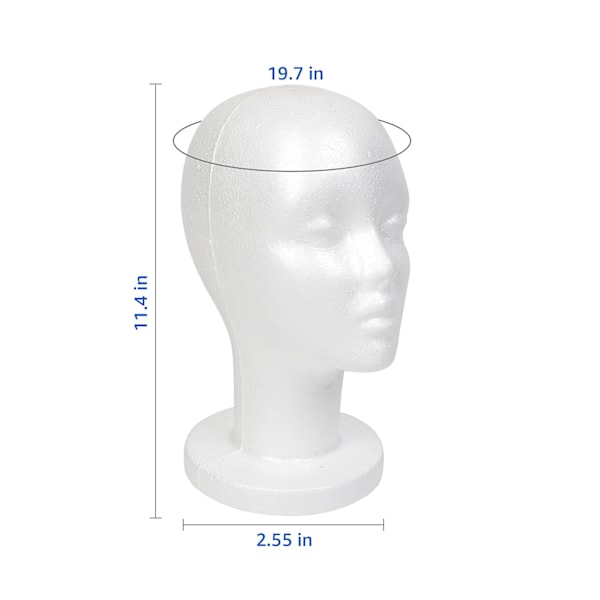 Hvit Mannekeng Hodedisplay i Skum, Parykkhode i Styrofoam (2-pakning)