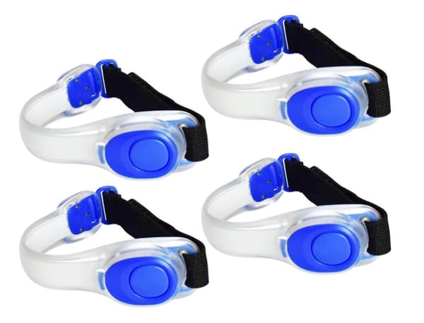 Lyssterkt LED-armbånd i silikon for ridning, nattløping, blinklys, nattridning, fluorescerende strålerør, 4 stykker blå