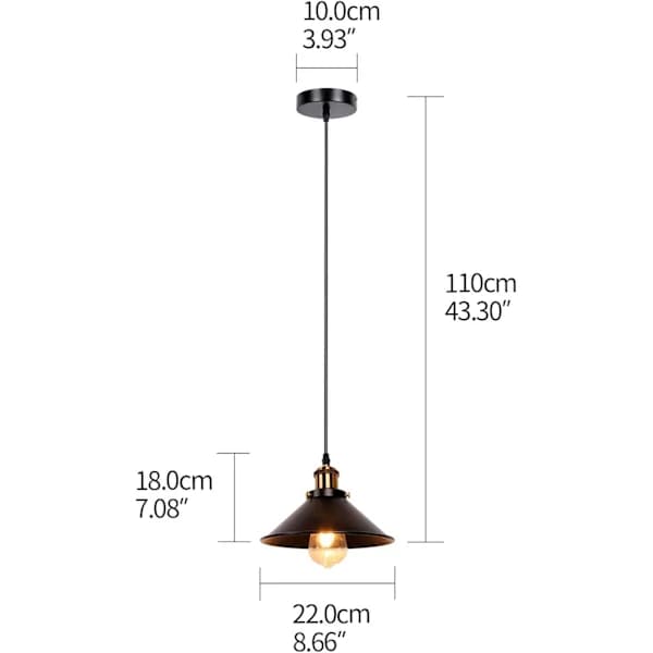 American Retro Chandelier - Industrial Retro Black Iron Hanging Pendant Light - Adjustable Length, with Light Source