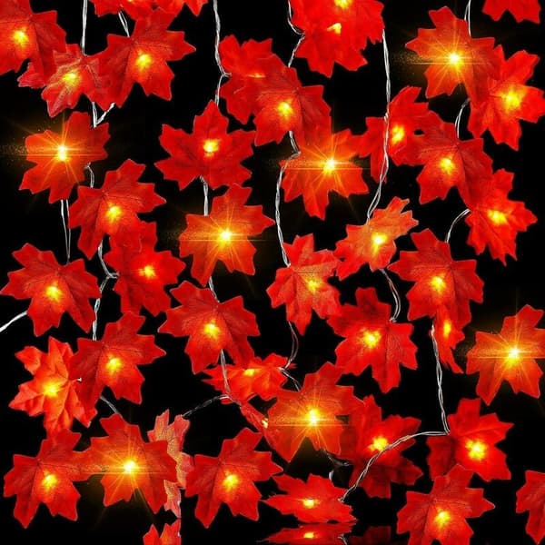 3m 20 LED Maple Leaf String Lights with Remote Control 3 AA Batteries for Thanksgiving Decoration