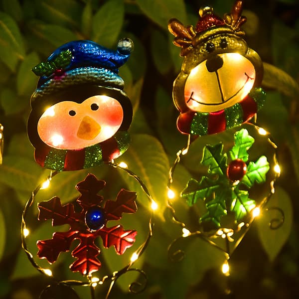 Solar Powered Christmas Lighting LED Snowman Plug Outdoor Garden