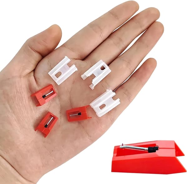 Universal Turntable Needles 3-Pack Diamond Stylus Replacement for Victrola Crosley ION LP Vinyl Players Red
