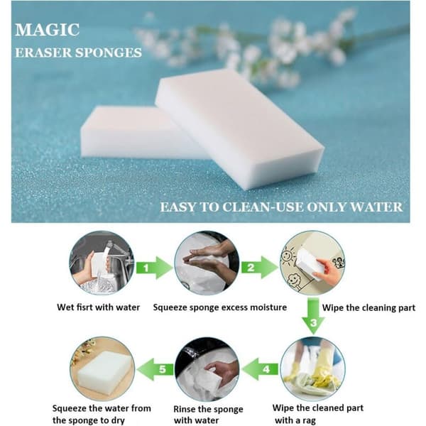 Magic Sponges, 50 pcs Melamine Sponge - Magic Eraser for Bathroom, Pool, Kitchen, Floor, Wall - White 10x7x3cm
