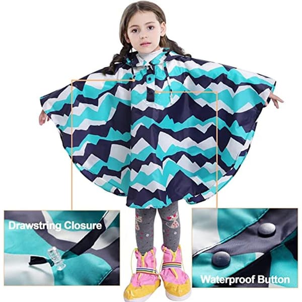Børneregnponcho med hætte, regnfrakke, S KLB