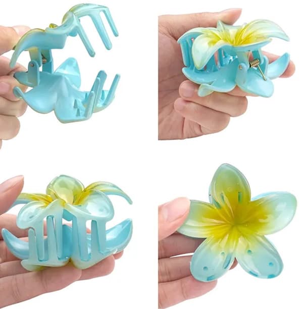 Hårklemme Blomst Stor - Luksuriøst Hårspenne - Bryllup - Hawaii - Sett med 3