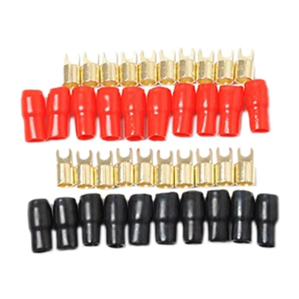Terminal Spade Gaffel Adapter Kontaktudtag Crimp Barriere Spade Højttalerterminal Stik-4GA