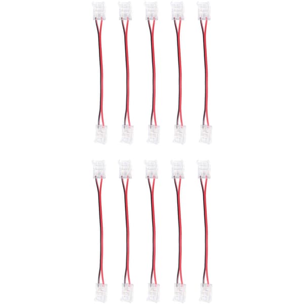 10 stk COB-lyslistkontakter 2-pinners PC-materiale 10 mm bredde dobbelthode list-til-list forlengelseskontakt