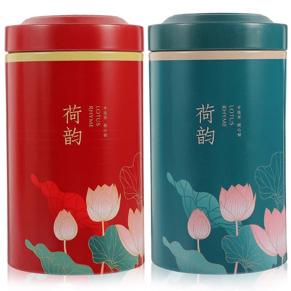 2 pcs Sealed Tin Tea Cans, Tea Containers, Creative Packaging Jar Red Green