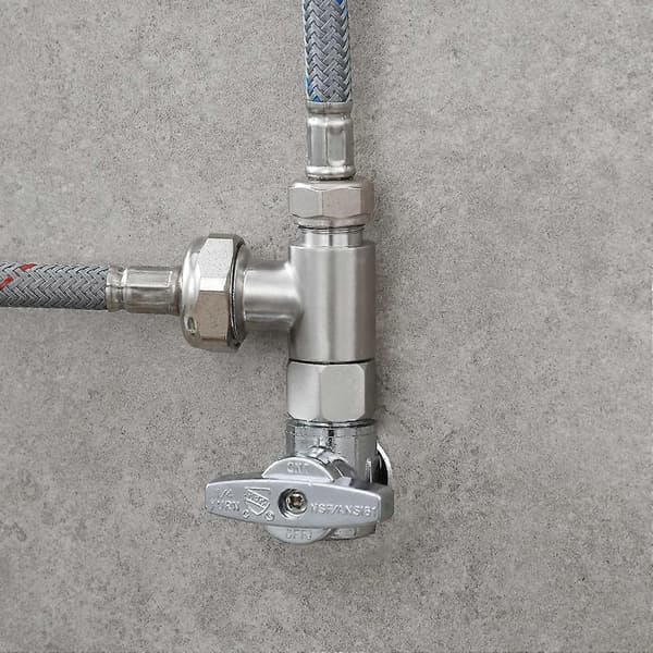 3-vejs 3/8\" og 1/2\" 3-vejs adapter T-kobling rustfrit stål 3/8\" vandledning T-rør børstet nikkel