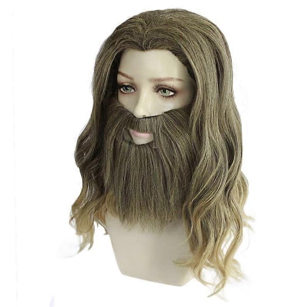 Halloween MÆND Fed Thor Cosplay Paryk Comic-con Helt Thor Rollespil Blond Krøllet Langt Hår med Skæg Kostumer