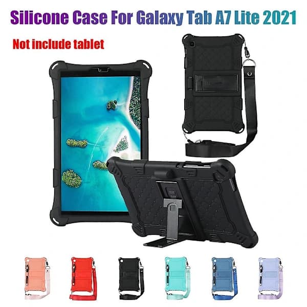 Silikonikotelo Tab A7 Lite 8.7 tuuman 2021 T220 T225 -tabletille, jalusta kynällä ja hihnalla