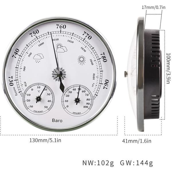 Vægtermometer Barometer Termometer Hygrometer Vægtermometer Dekoration Hængende Vejrstation Guld