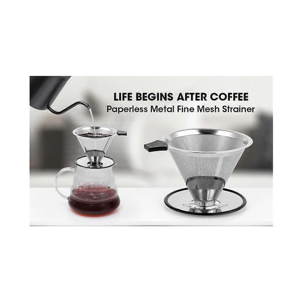 Konisk kaffefilter i rustfritt stål, sakte drypp kaffefilter, papirløst og gjenbrukbart, ultrafint