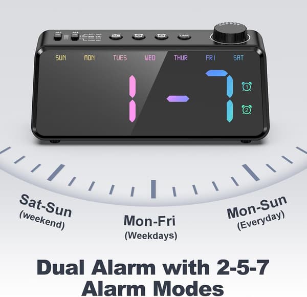 Sovrum Digital FM-radio Vækkeur, 0-100% Justerbar Lysstyrke, Lille Bordur med USB-ladeport