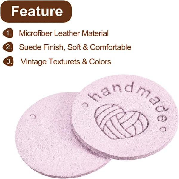 50 stk Håndlagde Læretiketter Mikrofiber Lær Sydd med Preging