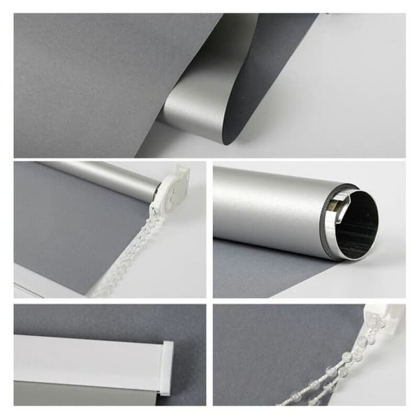 Blackout roller blind without drilling - (fabric width: 4 cm) - with silver coating, thermal insulation with accessories - grey - 35 cm x 160 cm