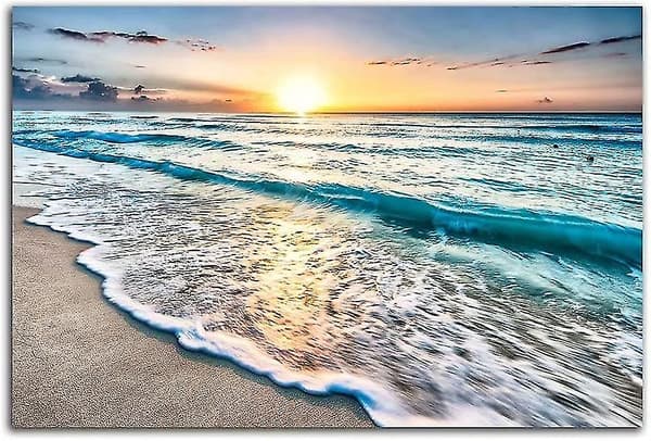 Strandduk Canvas Väggkonst Blått Hav Sjöstjärnor Naturbild Strand