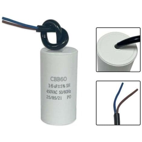 CBB60 16uF 50/60Hz startkondensator, motorkondensator, mikrofaradkondensator med kabel