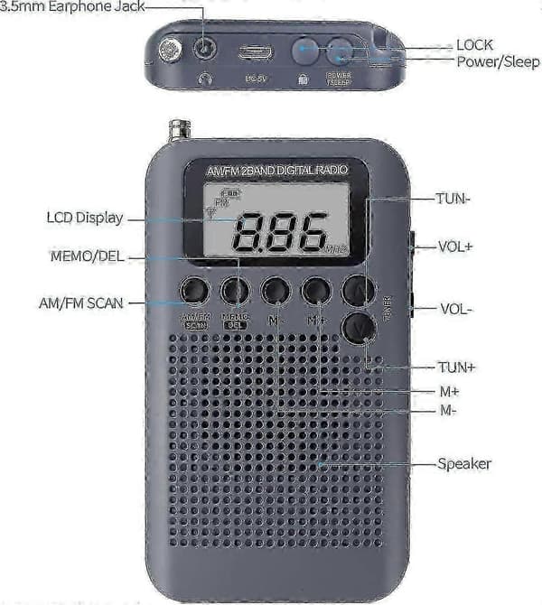 Stereo Lommeradio med Højttaler - Bærbar FM/AM til Hjem & Udendørs
