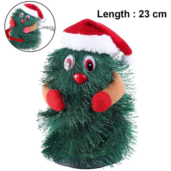 Elektrisk juletræ, der snurrer og danser, fest synger juletræspynt legetøj, 23 cm