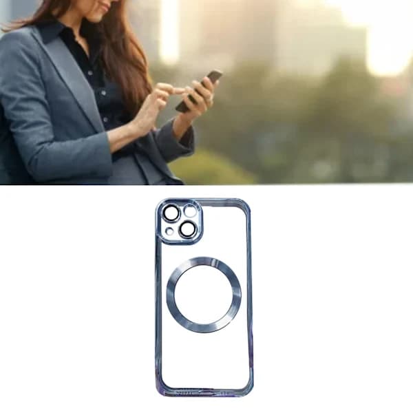 Trendy elektroplateret magnetisk sugeetui til iPhone Far Peak Blue til iPhone13mini[XJ]