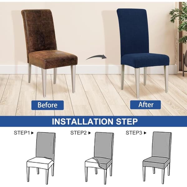 Stolöverdrag, Stretch Matstolsöverdrag, Universal Stolöverdrag, Tvättbara Stolöverdrag, Blå (4 stycken)