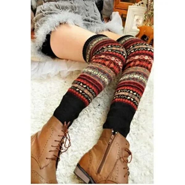 Dame & Piger Strikkede Knæstrømper Vinter Varme Afslappede Leggings Strømper Tykke Lange Benvarmere