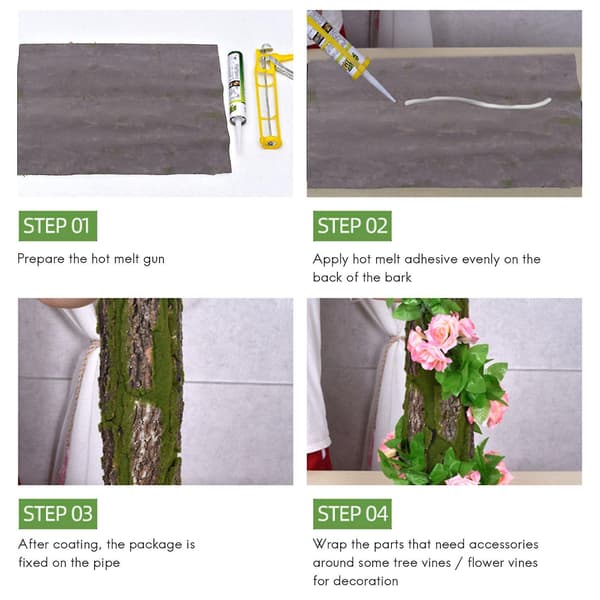 Artificial Bark Decoration Real Dried Pine Bark With Artificial Moss For DIY Festival Home Pair