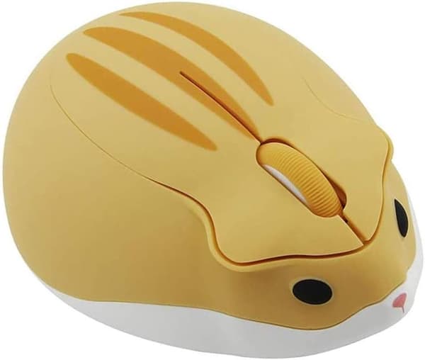 Trådløs mus, sød hamsterformet computermus, 1200 DPI, mere støjsvag, bærbar USB-mus, trådløs mus til pc, laptop, computer, notebook (gul)