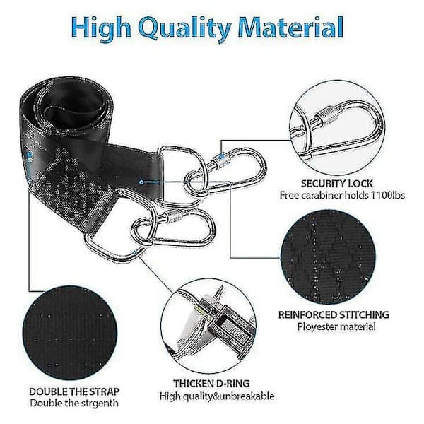 Tree Swing Straps Hanging Kit With Two Zinc Alloy Carabiners