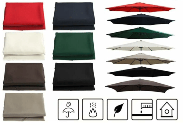 (Khaki) Haveparasol med 6 robuste ribber, Strandparasol, Haveskur, til balkon, terrasse, dæk, pool (diameter 3 m)