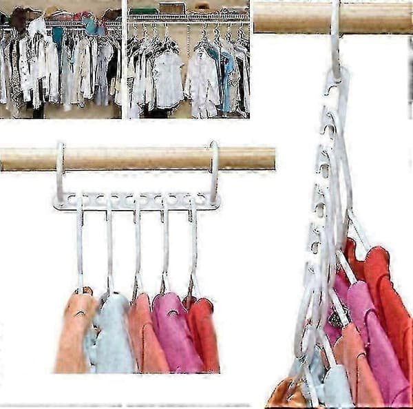 8 st Hangers Save Space, Wardrobe, Drying Rack, Foldable Storage Five Holes