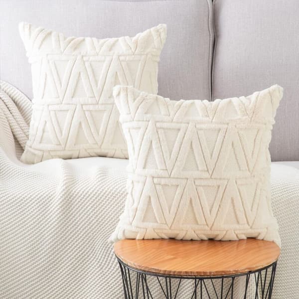 4 stk. bløde plys uld korte fløjls dekorative pudebetræk luksusstil til sofa soveværelse lyserød 45 x 45 cm
