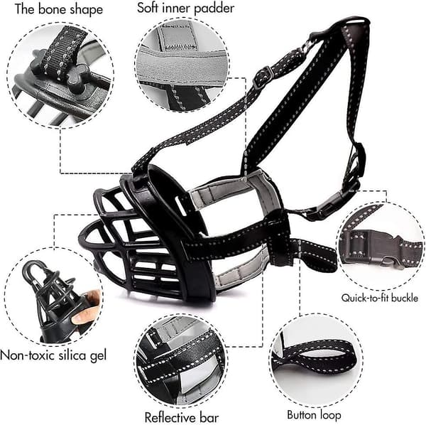 Soft Basket Muzzle for Dogs Safe and Comfortable Fit, Better Prevention of Biting, Chewing and Barking