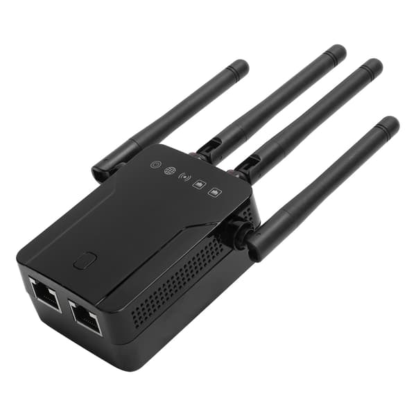 Wireless Repeater Black Dual Band WiFi Signal Network Extension Amplifier 100-240V (US Plug)