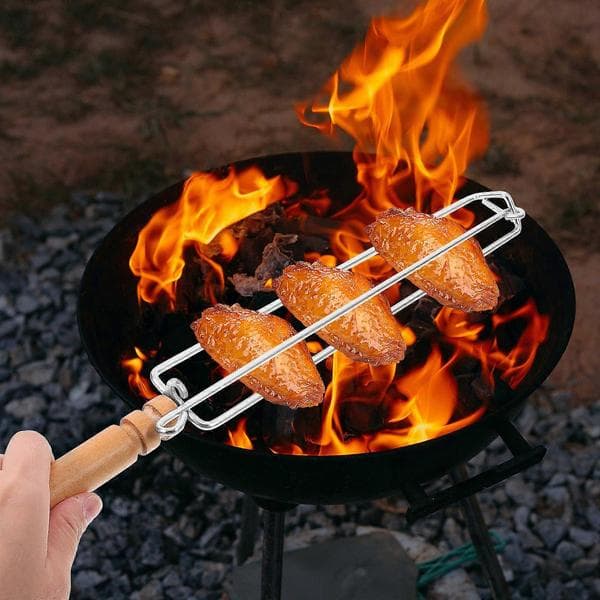 Grillgaffel foldbar rustfrit stål til grillning af kyllingevinger