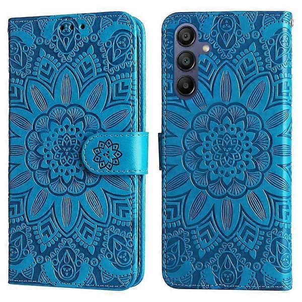 Compatible Case for Samsung Galaxy A16 5G / A16 4G with Sunflower Pattern, Leather Wallet Case [DB] Blue Blue