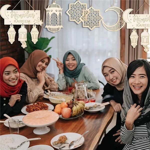 Ramadan Dekoration Eid Banner Mubarak Træhåndværk 3 3