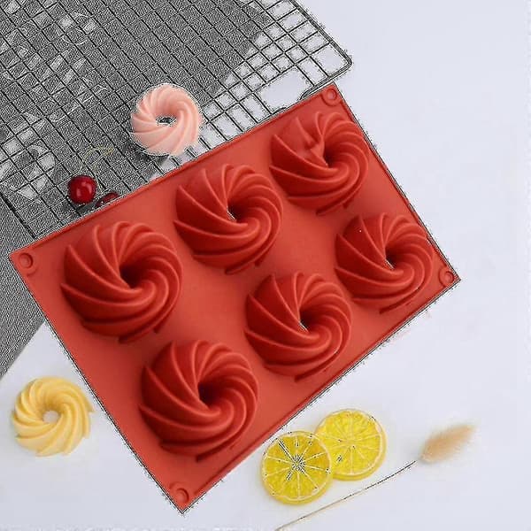 2-pak 6 Huls Donut Swirl Kageform DIY Chokolade Kagebageform