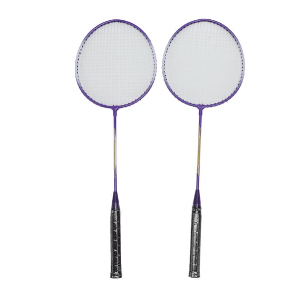 2 Pcs Iron Alloy Badminton Rackets with Non-Slip Handle, Purple Badminton Racket Set for Beginners, Students, Professionals