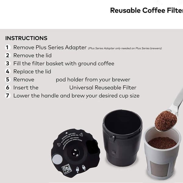 Gjenbrukbart kaffefilter kompatibelt med Keurig My K-Cup Svart