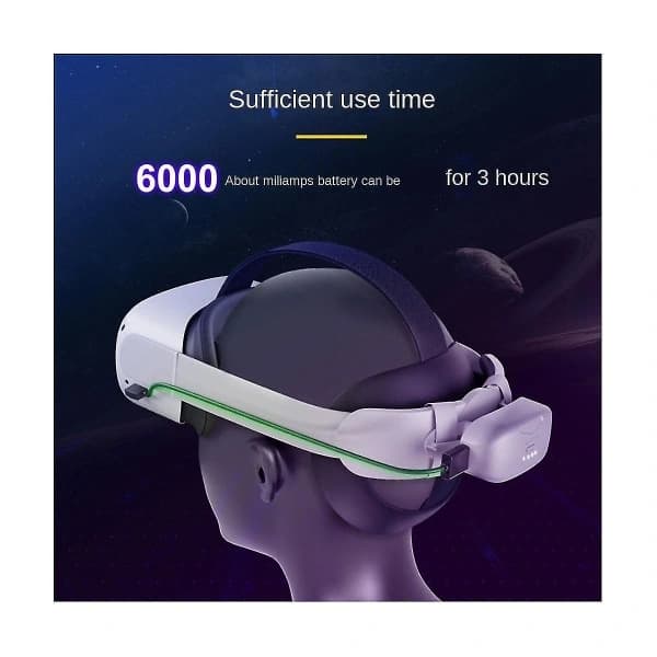 Batteridrevet hodestropplader for Quest 2, justerbar elitestropp, hurtiglading for VR-tilbehør