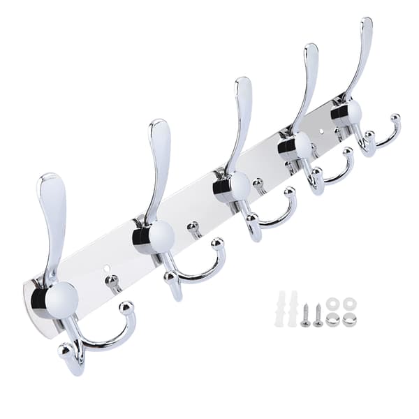 Multifunctional Stainless Steel Wall Mounted Clothes Hanger, Bathroom Towel Rack (5 Hooks) 0.2