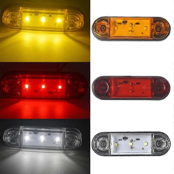 10 stk 3LED LED Bilhenger Sidemarkeringslys Viklingslys Sidemarkeringslys Tilhenger Baklys Hvit [DB]