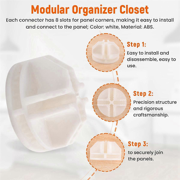 20 st Grid Cube Connectors Abs Connectors for Wire Shelving (White)