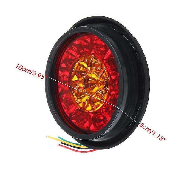 2 stk 16 LED tofargede baklys runde baklys kompatible med lastebiler bremsestopp